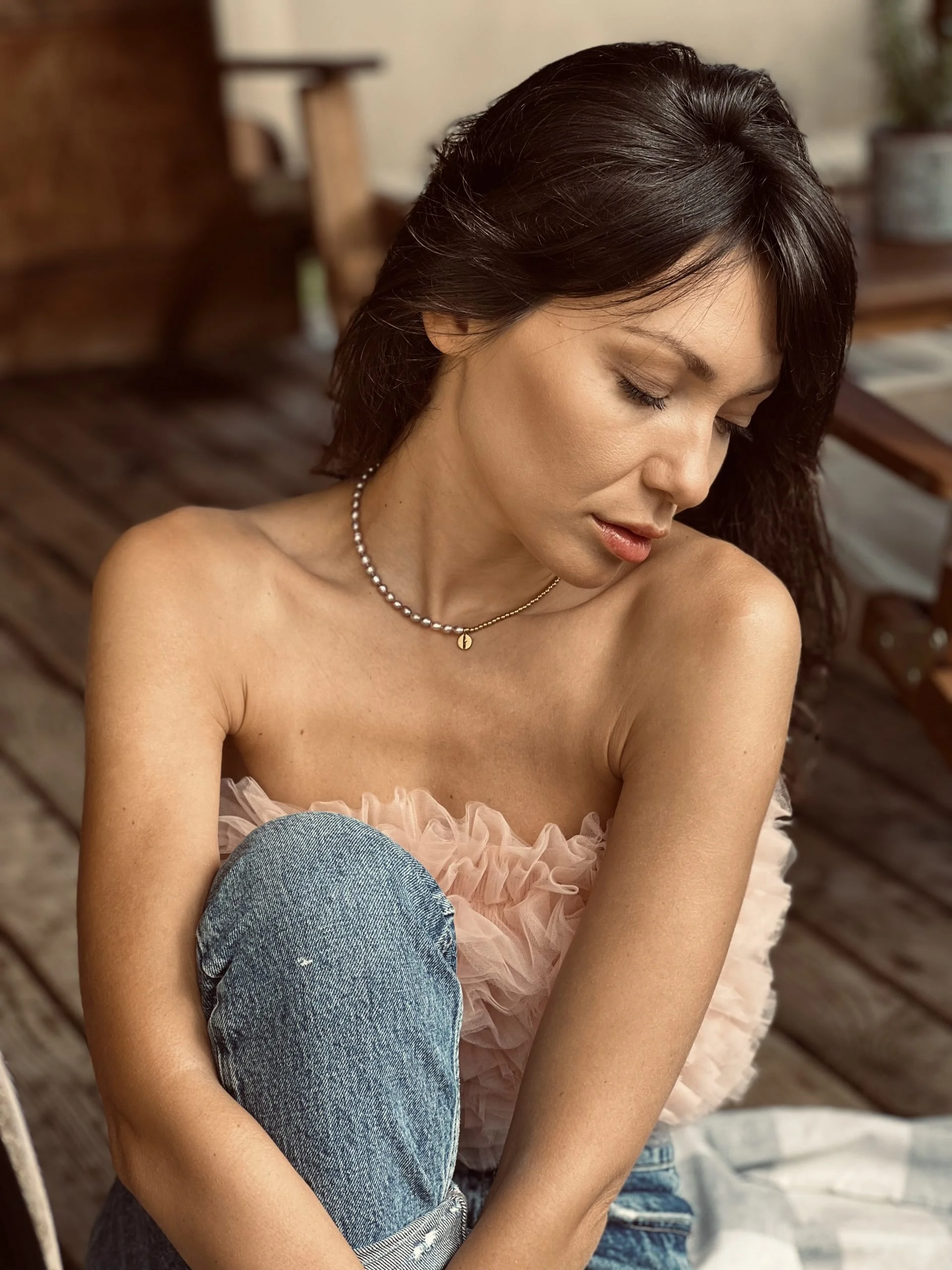 Κολιέ Rice pearls blended Pink vibes