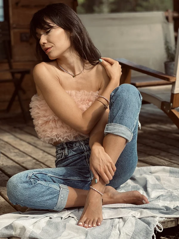 Κολιέ Rice pearls blended Pink vibes