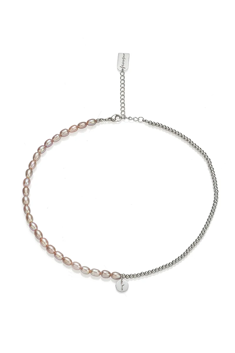 Κολιέ Rice pearls blended Pink vibes